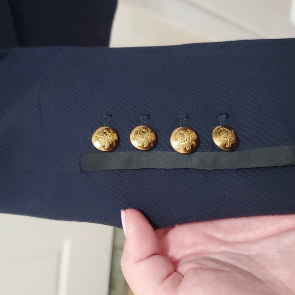 Navy Gold Buttoned Coat - Picture 6 of 11